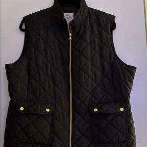 St. John's Bay Black Quilted Vest with Gold Details
